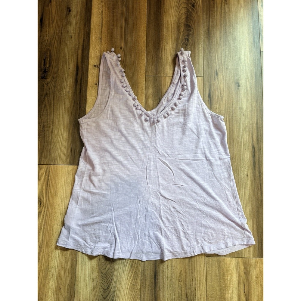 Lily Pulitzer Tank Top Pima Cotton Women's Large Purple Lavender Fringe